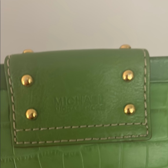 Michael Kors Green Clutch with Gold Buckle and Studs - Picture 3 of 6